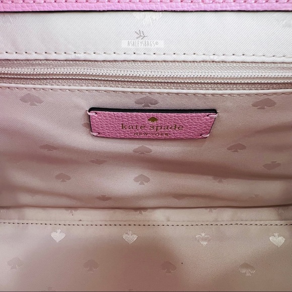 Kate Spade Darcy Colorblock Palm Pink Top Handle Leather Satchel Crossbody - Picture 9 of 11